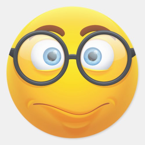 Indifferent 3D Yellow Emoji with Glasses Classic Round Sticker