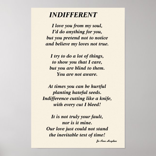 INDIFFERENT poemPrint, Value Poster Paper (Matte) (Front)