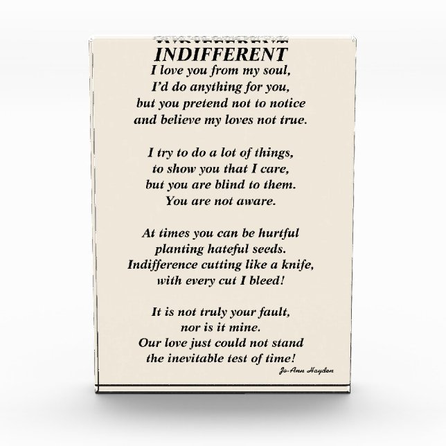 INDIFFERENT poemPrint, Value Poster Paper (Matte) Photo Block (Front)