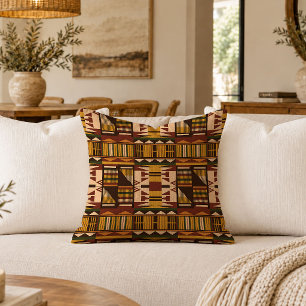 Indigenous African Geometry Accent Throw Pillow Ar
