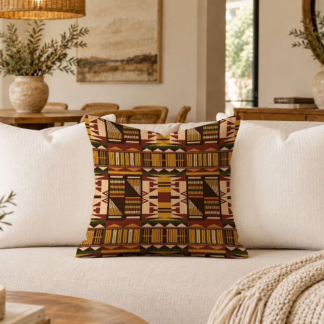 Indigenous African Geometry Accent Throw Pillow Ar (Indigenous African Geometry Accent Throw Pillow Art)