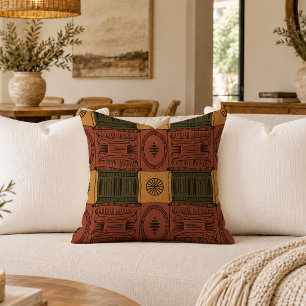 Indigenous African Motif Throw Pillow Earthy Style