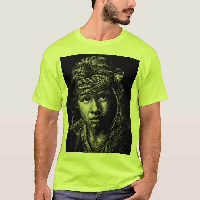 Indigenous American Boy's Face larger T-Shirt (Front)