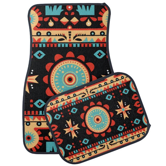 Indigenous Cherokee Nation Pattern Car Floor Mat (Set)