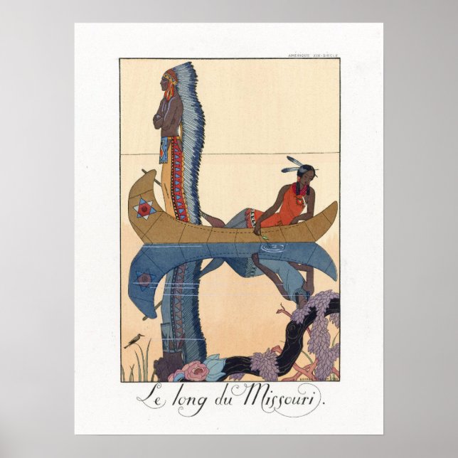 indigenous couple in a canoe poster (Front)
