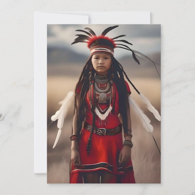 Indigenous Girl A Portrait Holiday Card (Front)