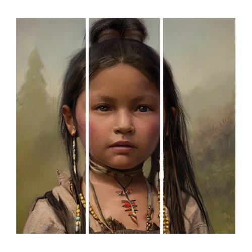 Indigenous Girl Native American Triptych Wall Art