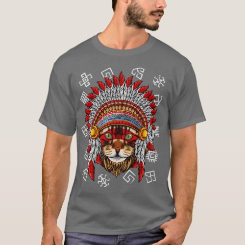 Indigenous Maine Coon Native American Cat Indian H T_Shirt