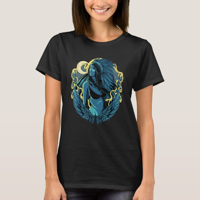 Indigenous Native American Indian Feather Headdres T-Shirt (Front)