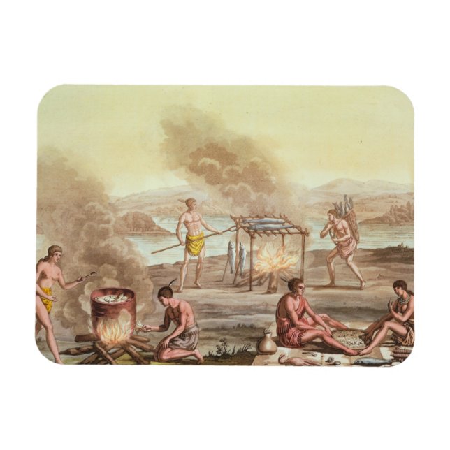 Indigenous natives from Florida preparing and cook Magnet (Horizontal)