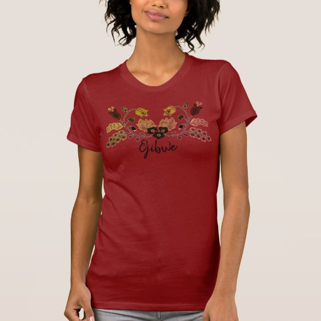 Indigenous Ojibwe Flower Women's Cranberry Red T-Shirt (Front)