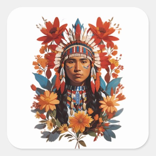 Indigenous Peoples Day Native American Artwork Square Sticker