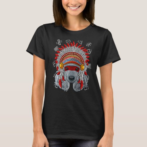 Indigenous Poodle Native American Indian Dog Headd T_Shirt