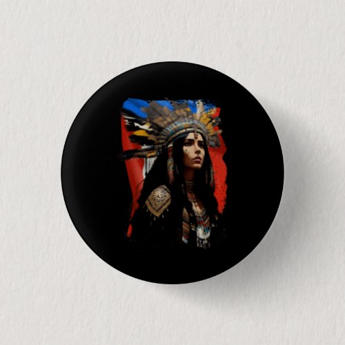 Indigenous Taino Woman Puerto Rican Flag Caribbean Button