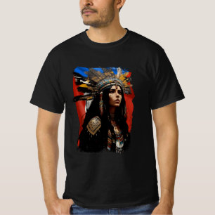 Indigenous Taino Woman Puerto Rican Flag Caribbean T-Shirt