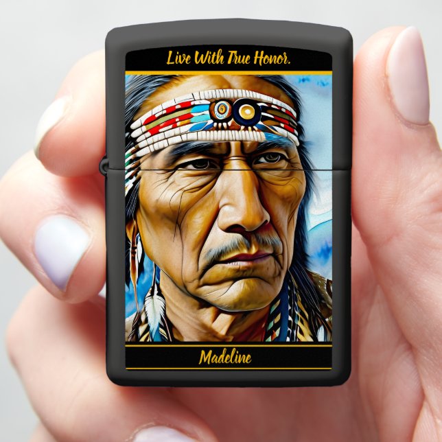 Indigenous Traditional Attire: Artful Touch Zippo Lighter (In Hand)