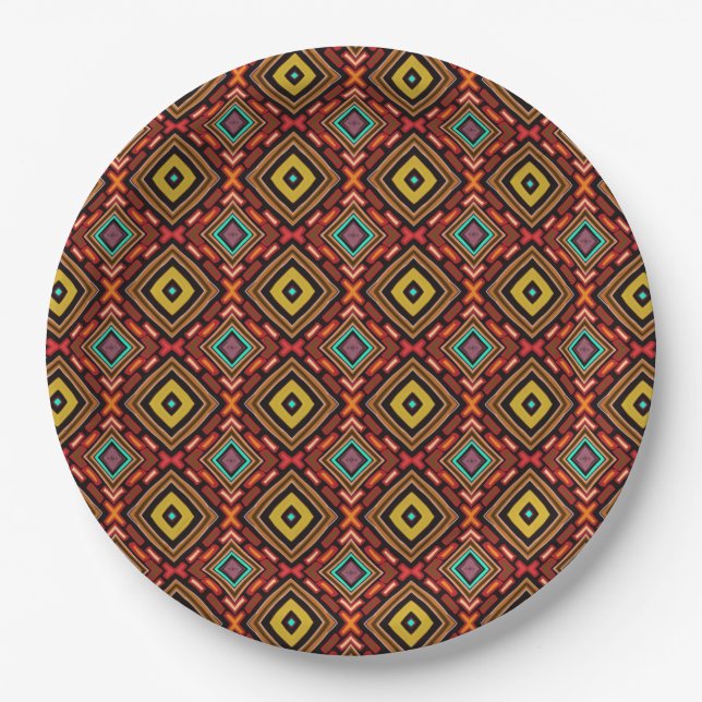 Indigenous Tribal Native Pattern Paper Plates (Front)