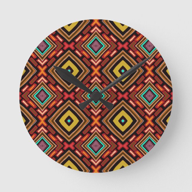 Indigenous Tribal Native Pattern Round Clock (Front)