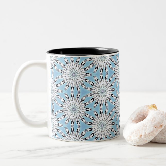 Indigenous Winter Bloom Two-Tone Coffee Mug (With Donut)