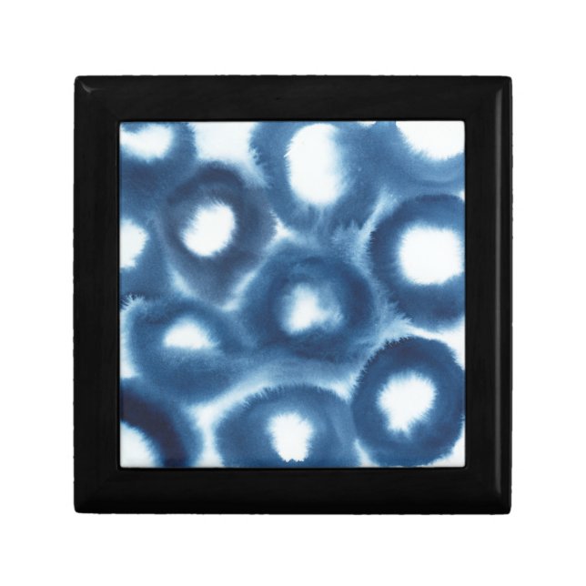 Indigio Watercolor Print Circles Jewelry Box (Front)
