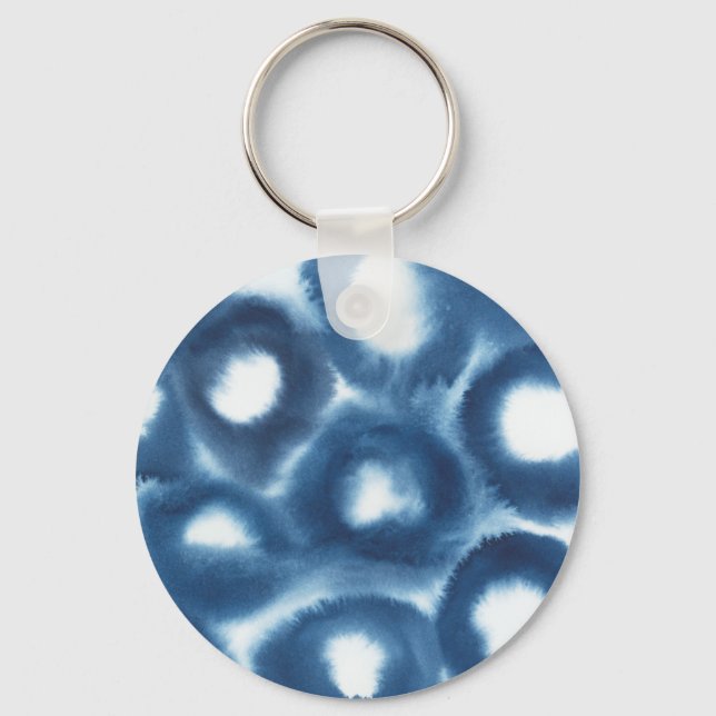 Indigio Watercolor Print Circles Keychain (Front)