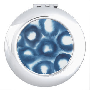 Indigio Watercolor Print Circles Mirror For Makeup