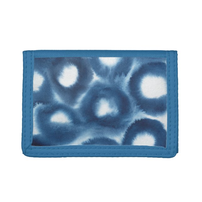 Indigio Watercolor Print Circles Trifold Wallet (Front)
