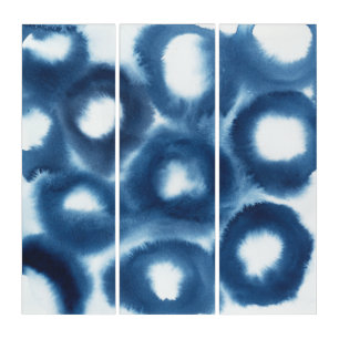 Indigio Watercolor Print Circles Triptych