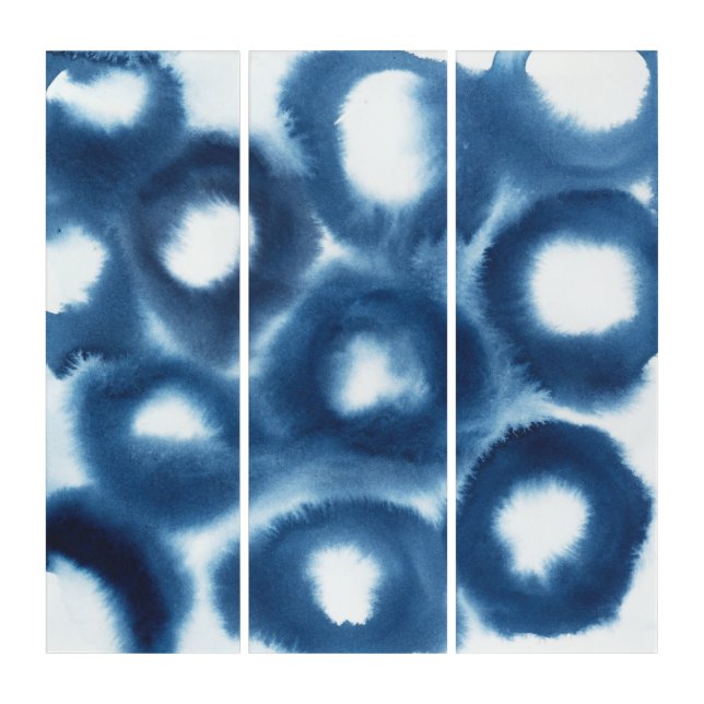 Indigio Watercolor Print Circles Triptych (Front)