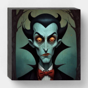 Indignant Dracula on a Wooden Box Sign