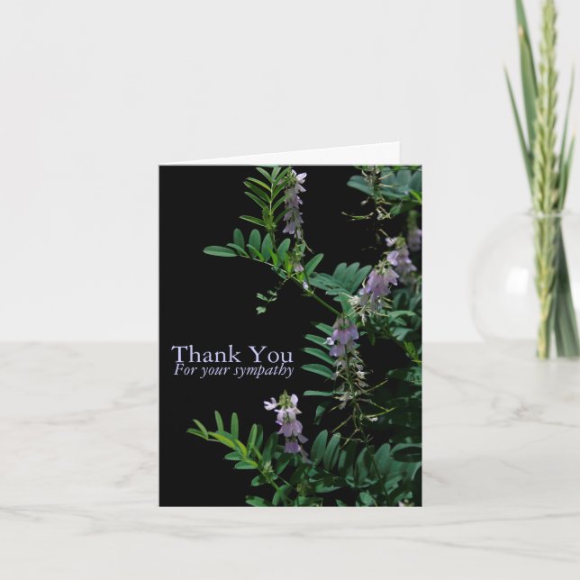 Indigo 3 Floral Sympathy Thank You Note Card (Front)