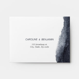 Indigo abstract watercolor modern wedding RSVP Envelope