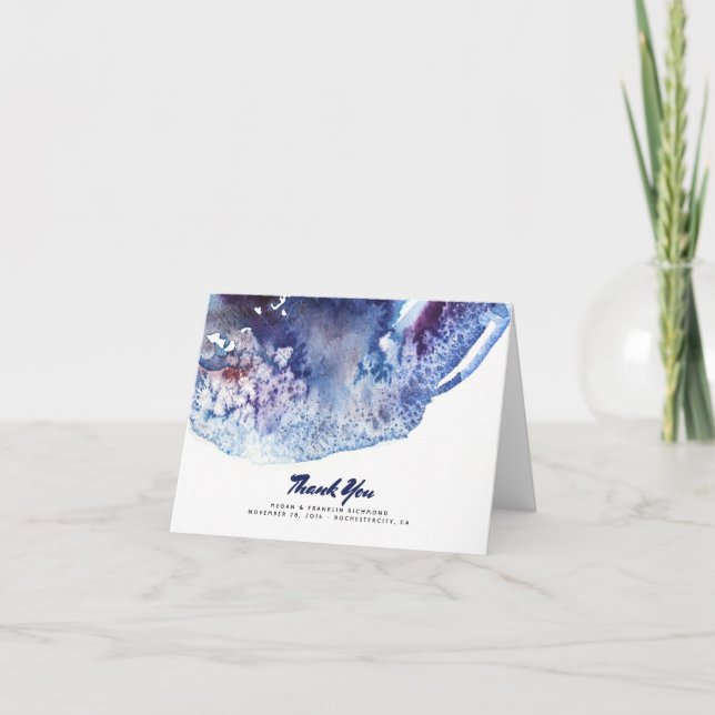 Indigo Agata Crystal Modern Watercolor Thank You Card (Front)