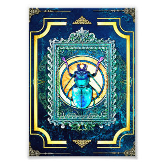 Indigo and Aqua Fairytale Beetle Specimen Art Photo Print