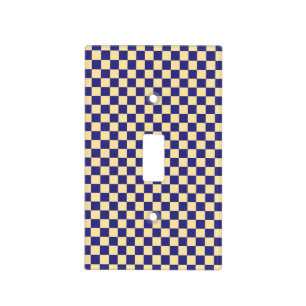Indigo and butter checkerboard pattern light switch cover