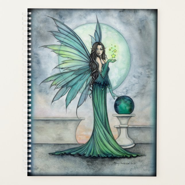 Indigo and Jade Fairy Fantasy Art  Planner (Front)