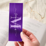 Indigo and Lilac Purple Signature Monogram Shimmer Bookmarks<br><div class="desc">Create your own personalized monogram against faux violet purple foil digital art.
Customize the font style,  size,  color and drop shadow color to create your own design.
This digital artwork background prints like a photo.</div>