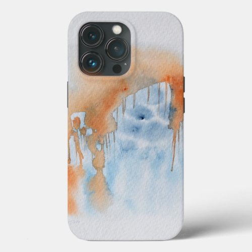 Indigo and Orange Original Watercolor iPhone Case