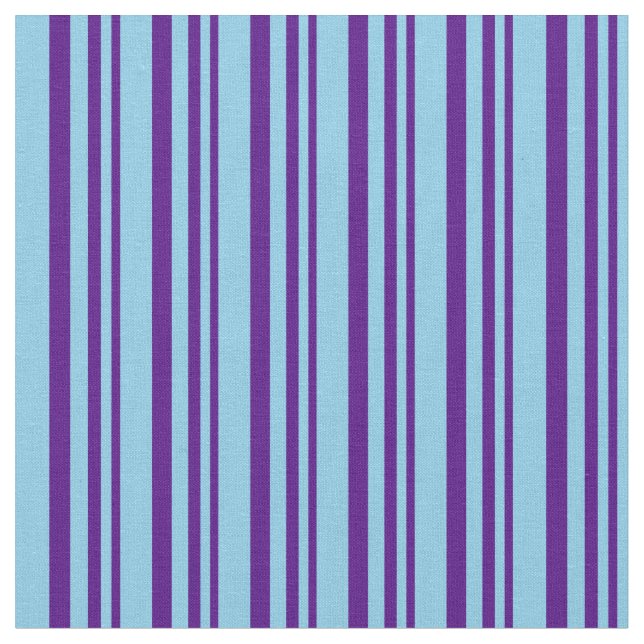 Indigo and Sky Blue Pattern of Stripes Fabric (Close Up)