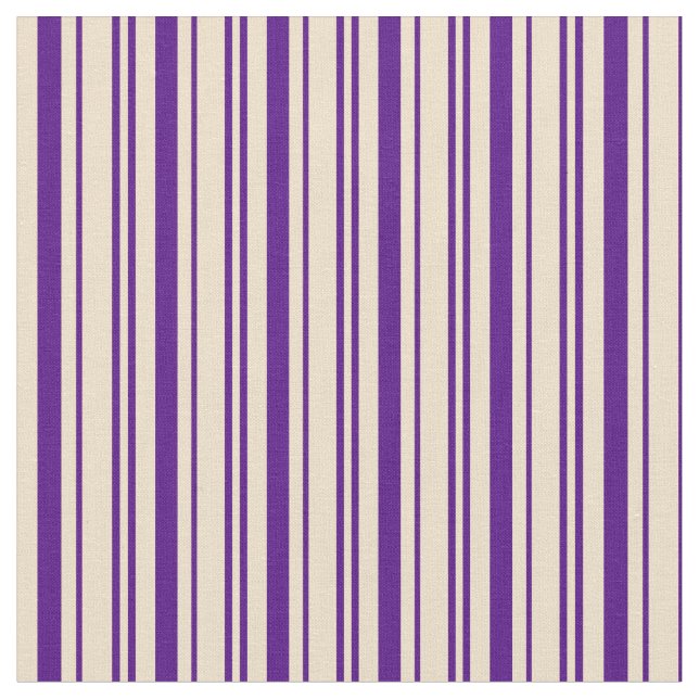 Indigo and Tan Colored Stripes Fabric (Close Up)