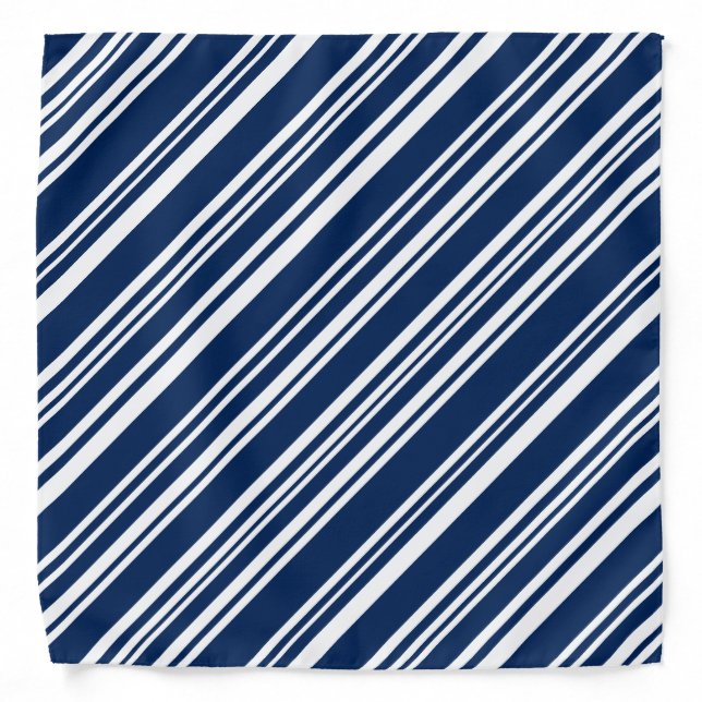 Indigo and White Candy Stripes Bandana (Front)