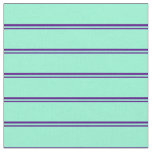 [ Thumbnail: Indigo & Aquamarine Colored Striped Pattern Fabric ]
