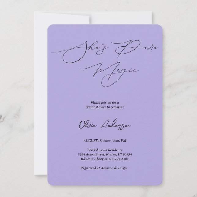 Indigo Aura She's Pure Magic Bridal Shower Invitation (Front)