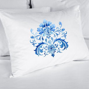 Indigo Azulejo Blue Portuguese Lisbon Botanical Pillow Case