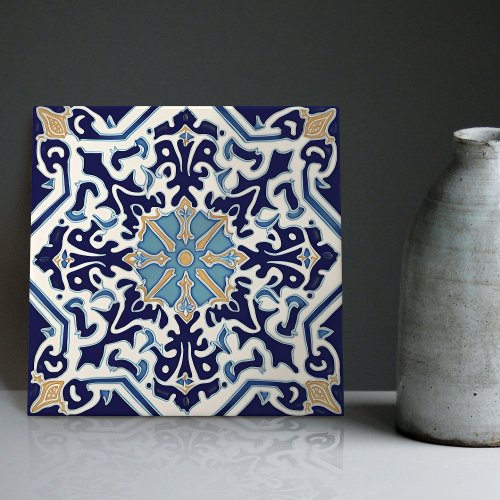 Indigo Azulejo Blue Portuguese Lisbon Decorative C Ceramic Tile