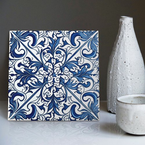 Indigo Azulejo Blue Portuguese Lisbon Decorative C Ceramic Tile