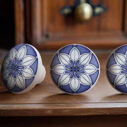 Indigo Azulejo Blue Portuguese Lisbon Decorative Ceramic Knob