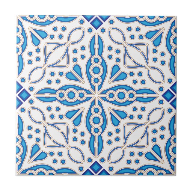 Indigo Azulejo Blue Portuguese Lisbon Decorative  Ceramic Tile (Front)