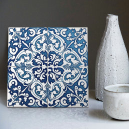 Indigo Azulejo Blue Portuguese Lisbon Decorative Ceramic Tile