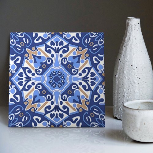 Indigo Azulejo Blue Portuguese Lisbon Decorative Ceramic Tile